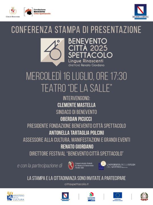 Conferenza stampa di presentazione 46^ edizione Festival “Benevento Città Spettacolo”